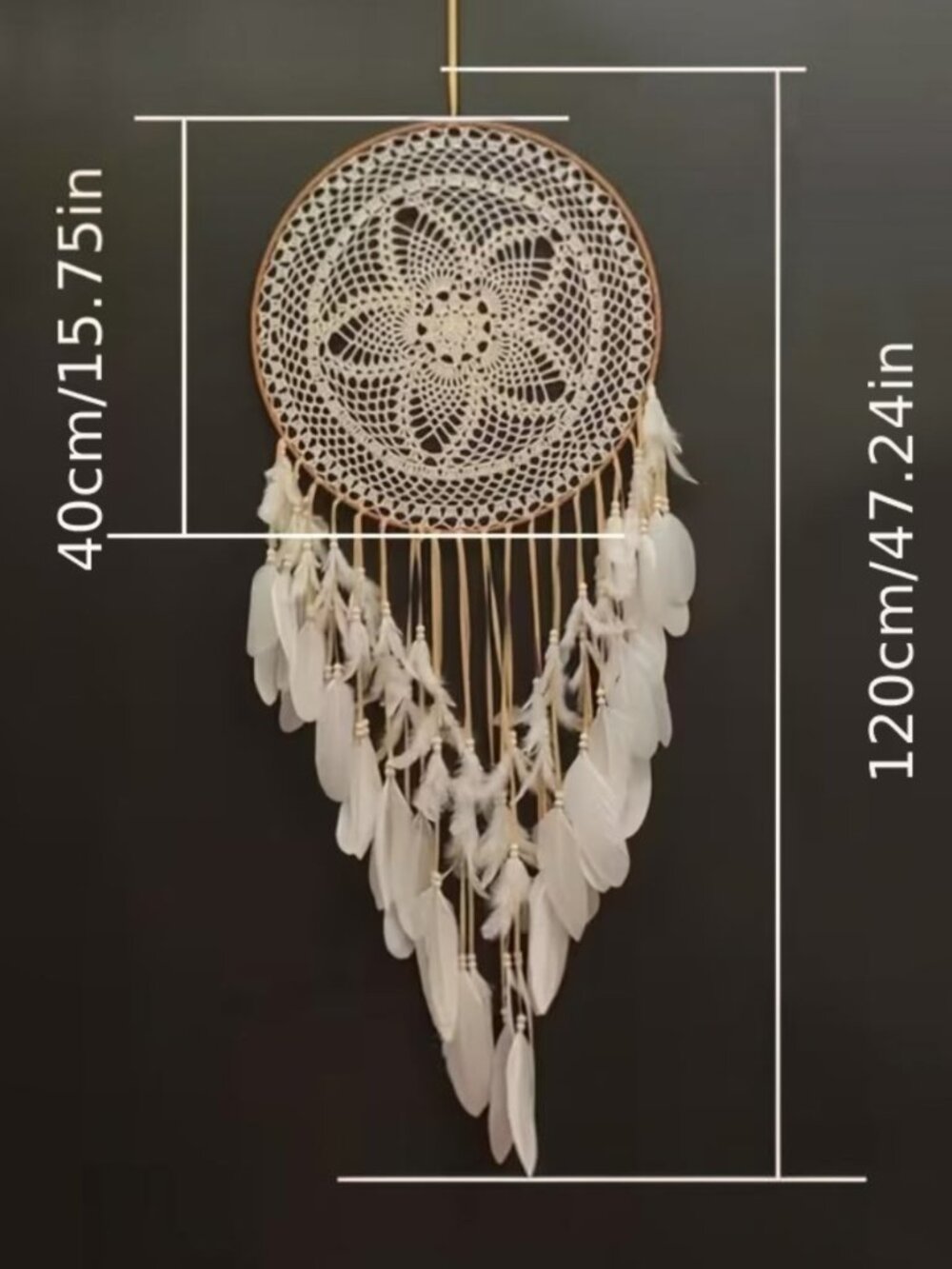 Stunning Large Crotchet Dream Catcher with feathers 39"LONG Disc Shipping - Picture 2 of 5